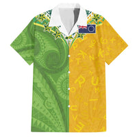 Cook Islands Language Week Family Matching Summer Maxi Dress and Hawaiian Shirt Tatau Pattern and Rarotongan Alphabet LT03 Dad's Shirt - Short Sleeve Green - Polynesian Pride