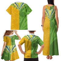 Cook Islands Language Week Family Matching Tank Maxi Dress and Hawaiian Shirt Tatau Pattern and Rarotongan Alphabet LT03 - Polynesian Pride