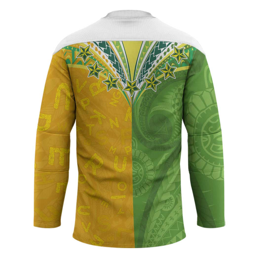 Cook Islands Language Week Hockey Jersey Tatau Pattern and Rarotongan Alphabet - Polynesian Pride