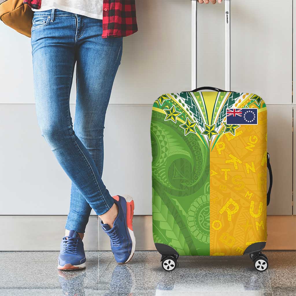 Cook Islands Language Week Luggage Cover Tatau Pattern and Rarotongan Alphabet - Polynesian Pride