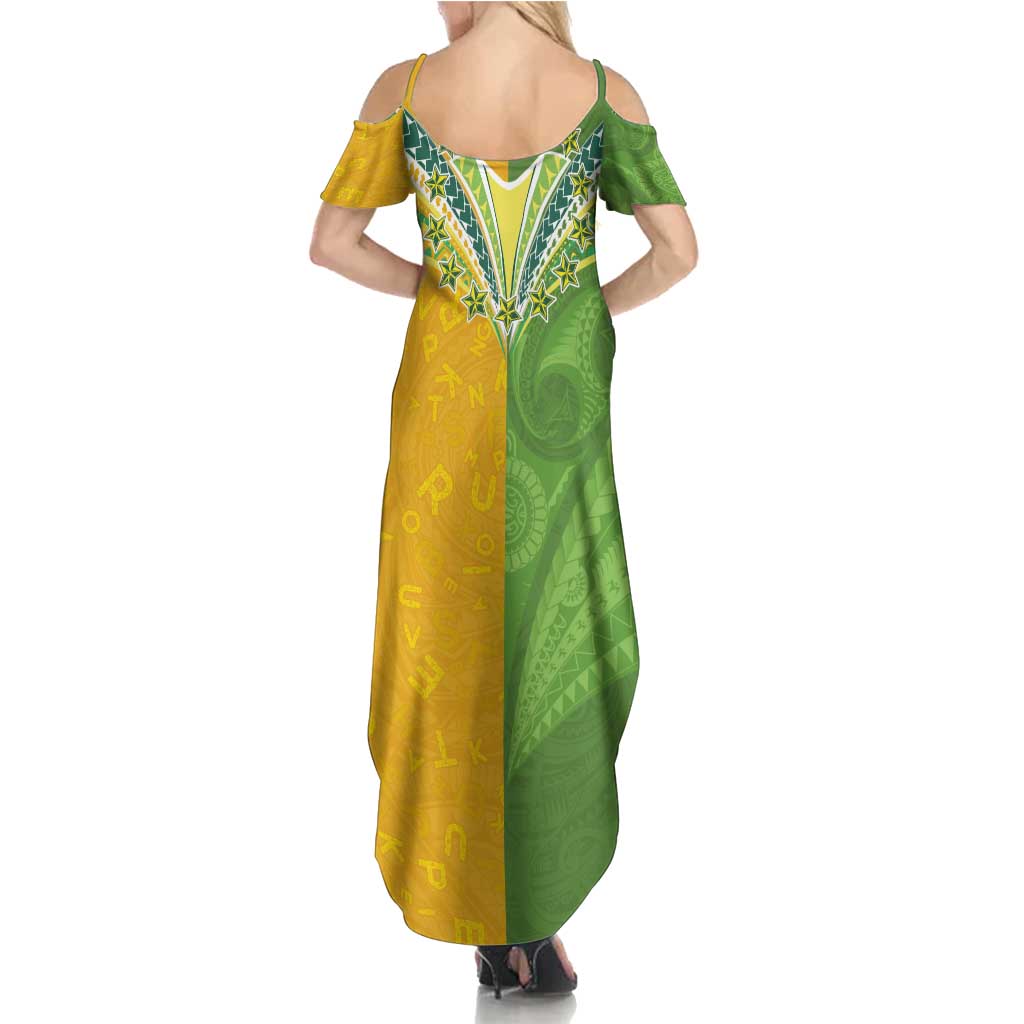 Cook Islands Language Week Summer Maxi Dress Tatau Pattern and Rarotongan Alphabet - Polynesian Pride