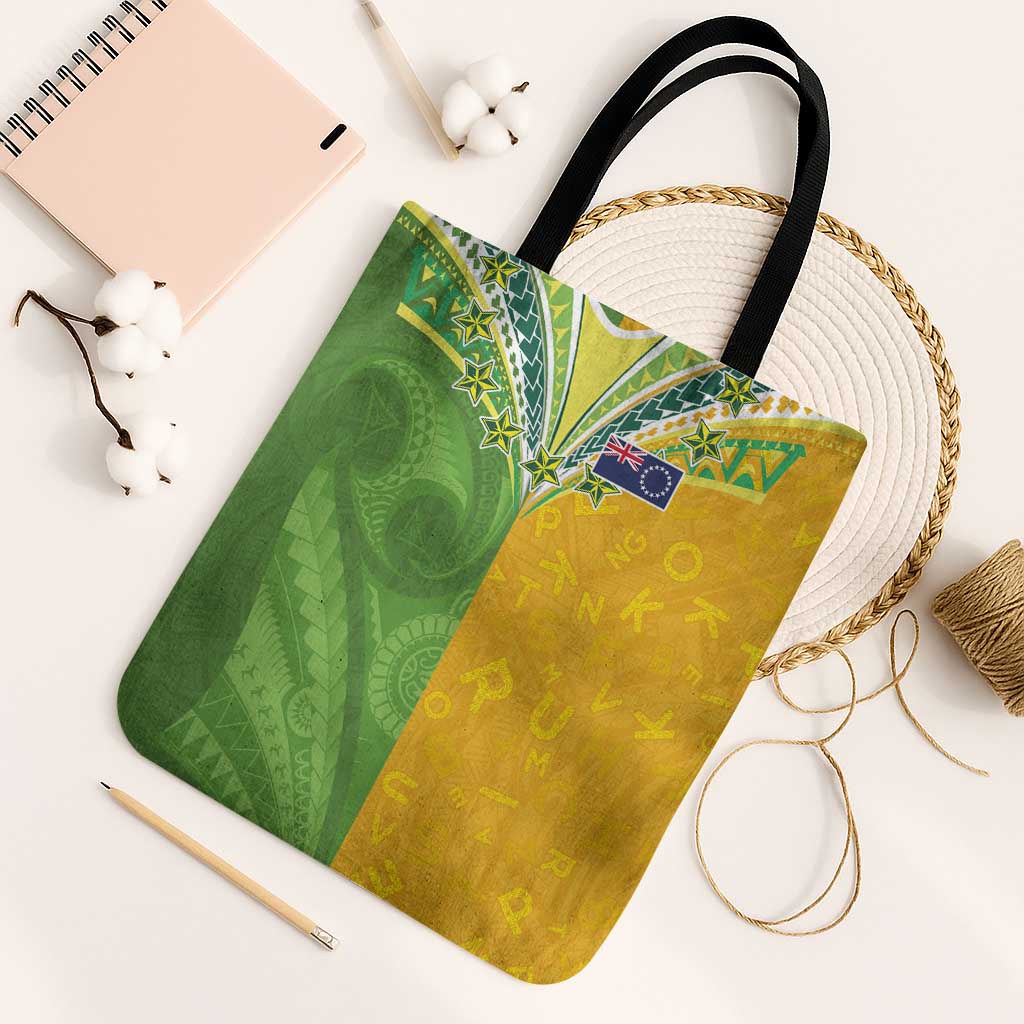 Cook Islands Language Week Tote Bag Tatau Pattern and Rarotongan Alphabet - Polynesian Pride