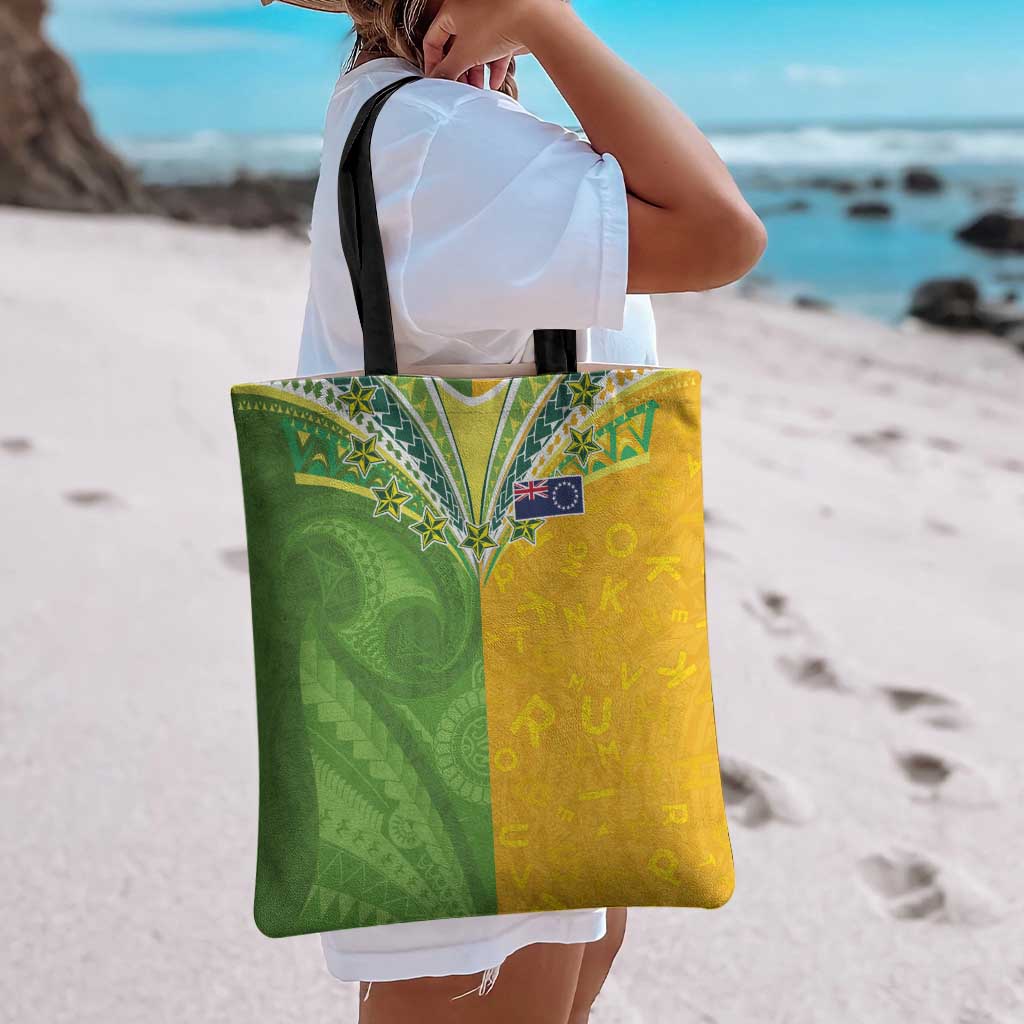 Cook Islands Language Week Tote Bag Tatau Pattern and Rarotongan Alphabet - Polynesian Pride