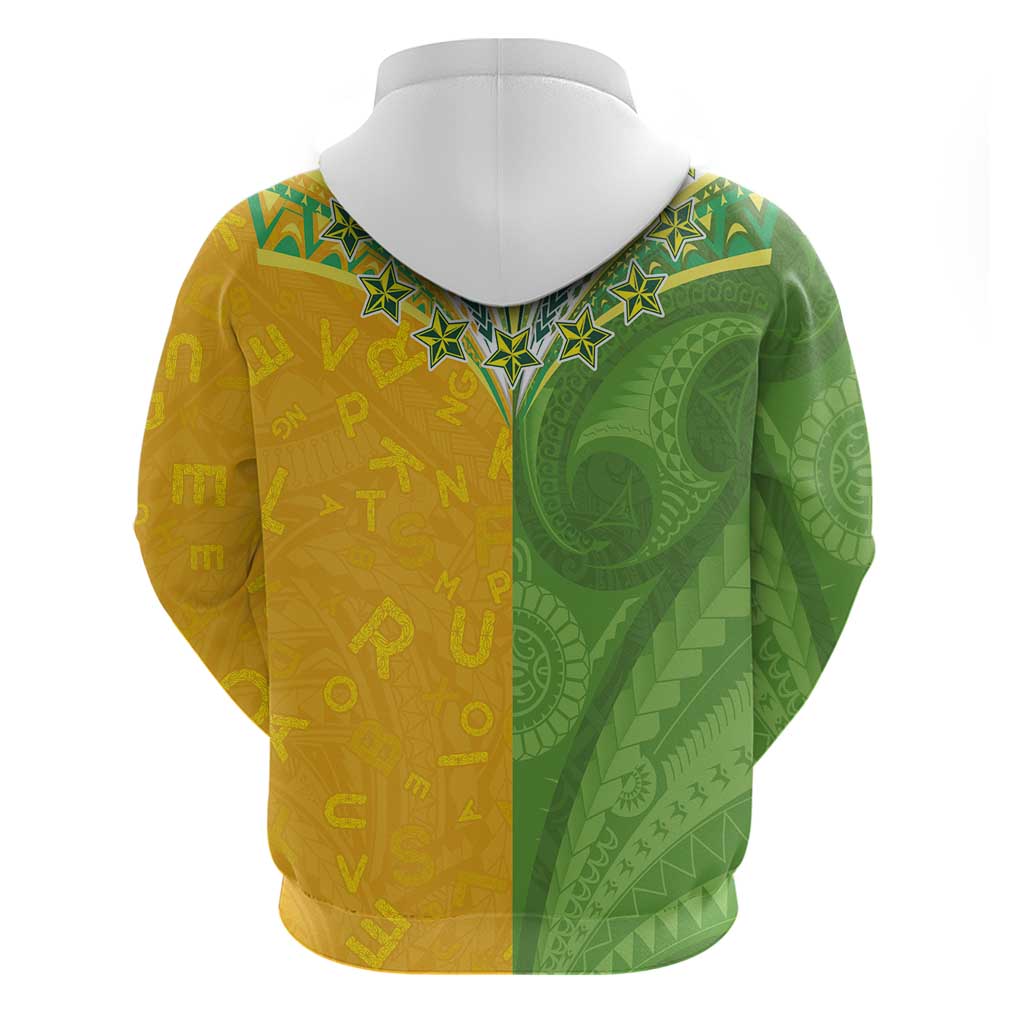 Cook Islands Language Week Zip Hoodie Tatau Pattern and Rarotongan Alphabet - Polynesian Pride