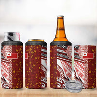 Tonga Language Week 4 in 1 Can Cooler Tumbler Ngatu Pattern and Tongan Alphabet LT03 - Polynesian Pride
