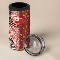 Tonga Language Week 4 in 1 Can Cooler Tumbler Ngatu Pattern and Tongan Alphabet LT03 - Polynesian Pride
