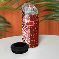 Tonga Language Week 4 in 1 Can Cooler Tumbler Ngatu Pattern and Tongan Alphabet LT03 - Polynesian Pride