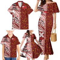 Tonga Language Week Family Matching Mermaid Dress and Hawaiian Shirt Ngatu Pattern and Tongan Alphabet LT03 - Polynesian Pride