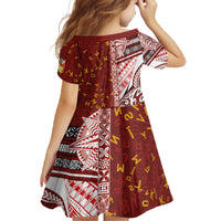 Tonga Language Week Family Matching Off The Shoulder Long Sleeve Dress and Hawaiian Shirt Ngatu Pattern and Tongan Alphabet LT03 - Polynesian Pride