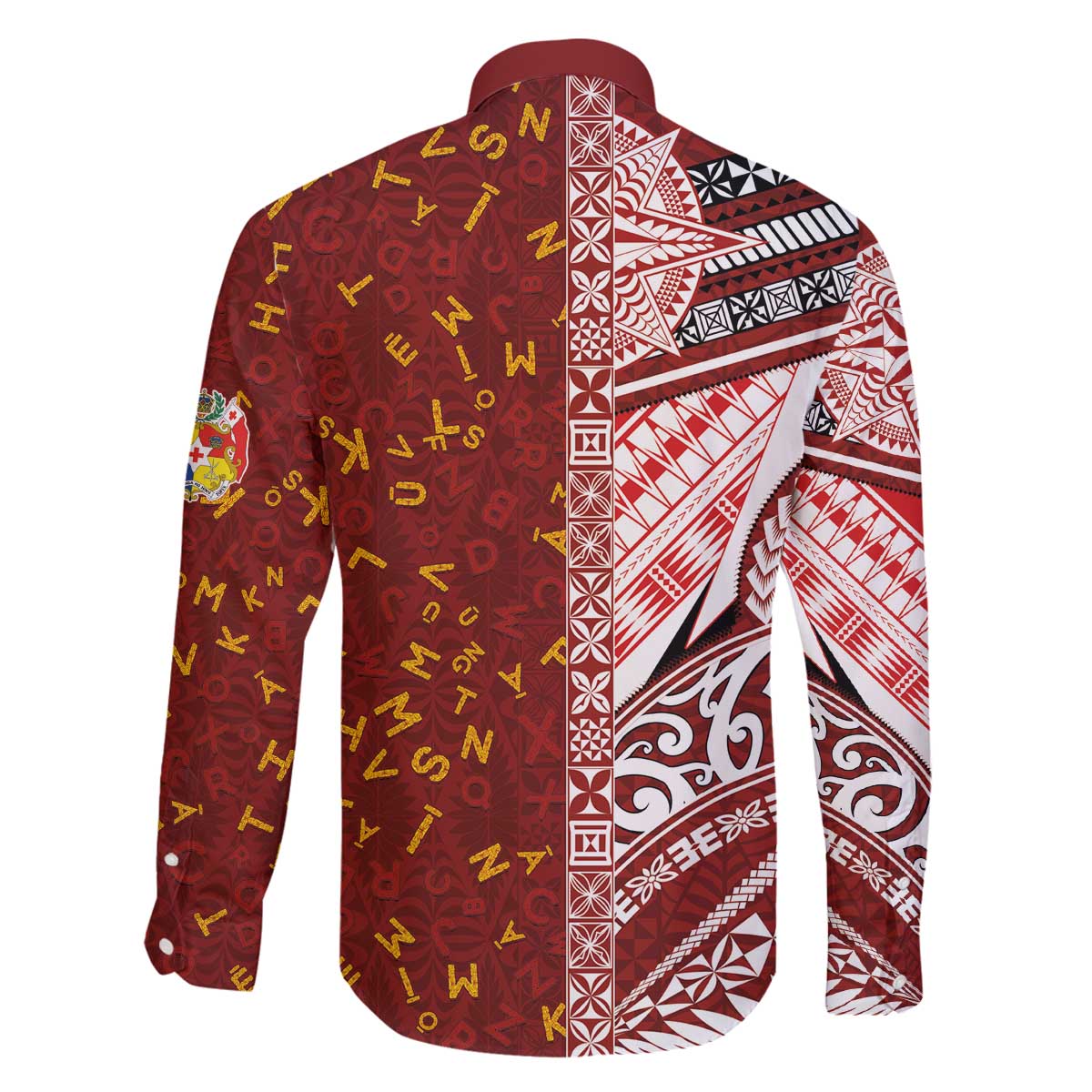 Tonga Language Week Family Matching Off The Shoulder Long Sleeve Dress and Hawaiian Shirt Ngatu Pattern and Tongan Alphabet LT03 - Polynesian Pride