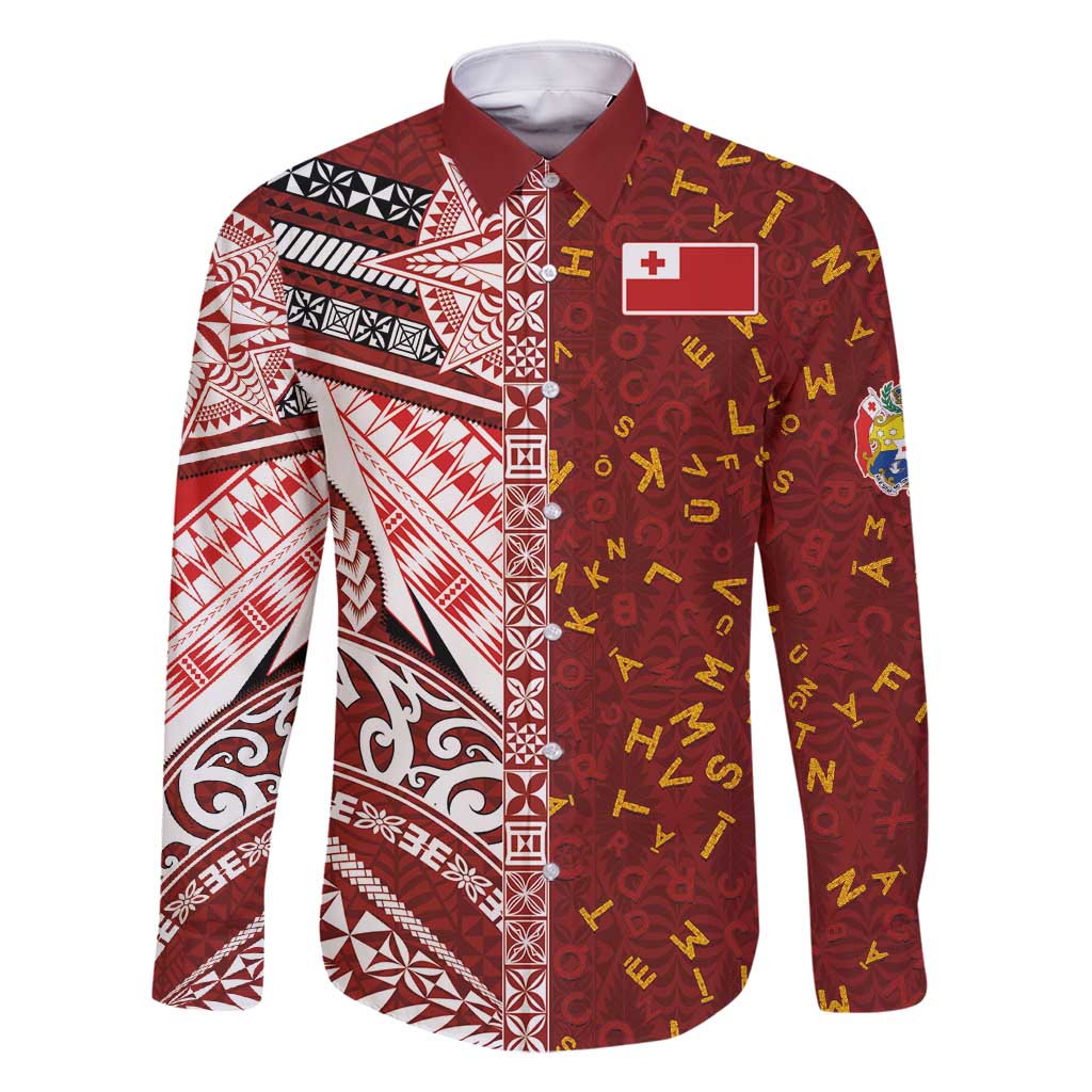 Tonga Language Week Family Matching Summer Maxi Dress and Hawaiian Shirt Ngatu Pattern and Tongan Alphabet - Polynesian Pride