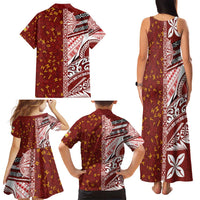 Tonga Language Week Family Matching Tank Maxi Dress and Hawaiian Shirt Ngatu Pattern and Tongan Alphabet LT03 - Polynesian Pride