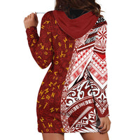 Tonga Language Week Hoodie Dress Ngatu Pattern and Tongan Alphabet LT03 - Polynesian Pride