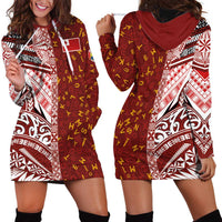 Tonga Language Week Hoodie Dress Ngatu Pattern and Tongan Alphabet LT03 - Polynesian Pride