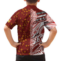 Tonga Language Week Kid Hawaiian Shirt Ngatu Pattern and Tongan Alphabet LT03 - Polynesian Pride