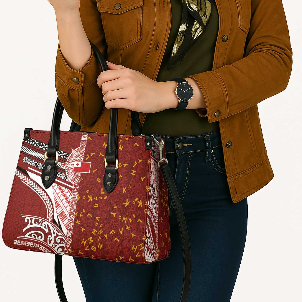 Tonga Language Week Leather Bag Ngatu Pattern and Tongan Alphabet - Polynesian Pride