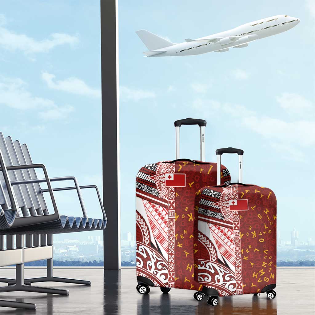 Tonga Language Week Luggage Cover Ngatu Pattern and Tongan Alphabet - Polynesian Pride