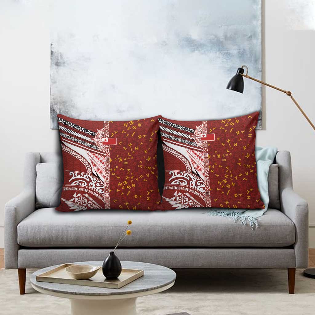 Tonga Language Week Pillow Cover Ngatu Pattern and Tongan Alphabet - Polynesian Pride