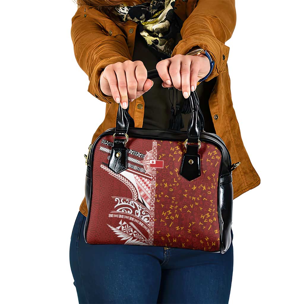 Tonga Language Week Shoulder Handbag Ngatu Pattern and Tongan Alphabet - Polynesian Pride
