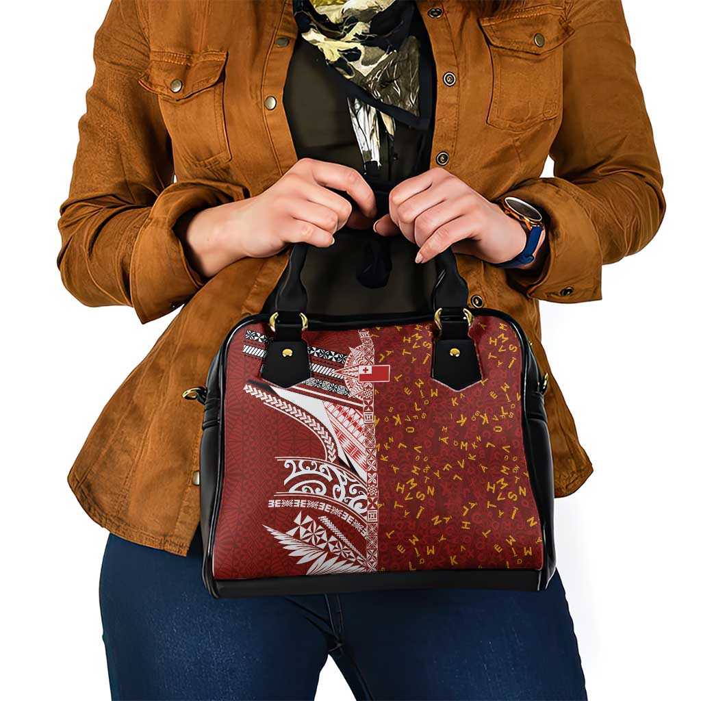 Tonga Language Week Shoulder Handbag Ngatu Pattern and Tongan Alphabet - Polynesian Pride