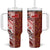 Tonga Language Week Tumbler With Handle Ngatu Pattern and Tongan Alphabet - Polynesian Pride