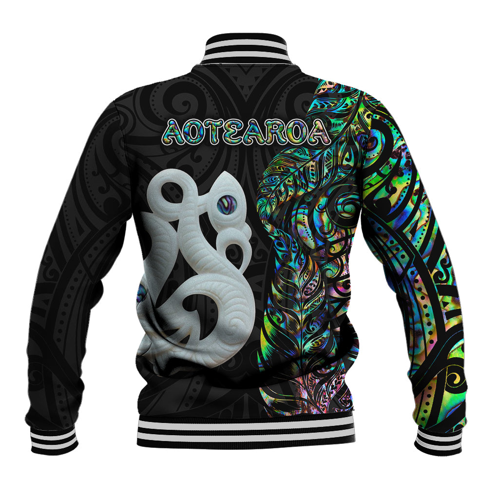 New Zealand Baseball Jacket Silver Fern and Manaia with Papua Shell Maori Tribal LT03 - Polynesian Pride