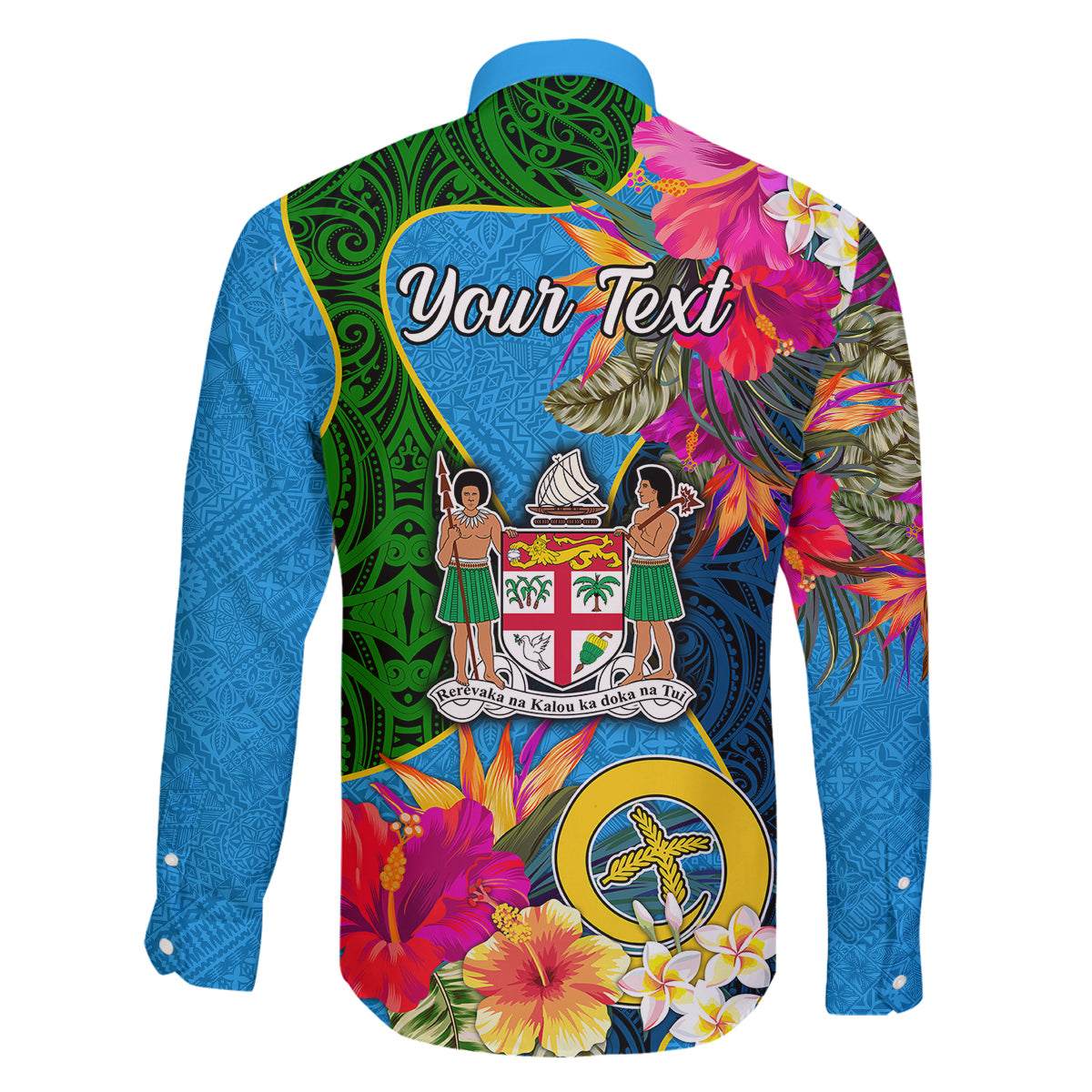 Personalised Malampa Fiji Day Family Matching Off Shoulder Short Dress and Hawaiian Shirt Tropical Plants Mix Polynesian and Tapa Pattern LT03 - Polynesian Pride