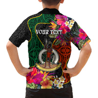 Personalised Penama Day Family Matching Short Sleeve Bodycon Dress and Hawaiian Shirt Proud To Be A Ni-Van Beauty Pacific Flower LT03 - Polynesian Pride
