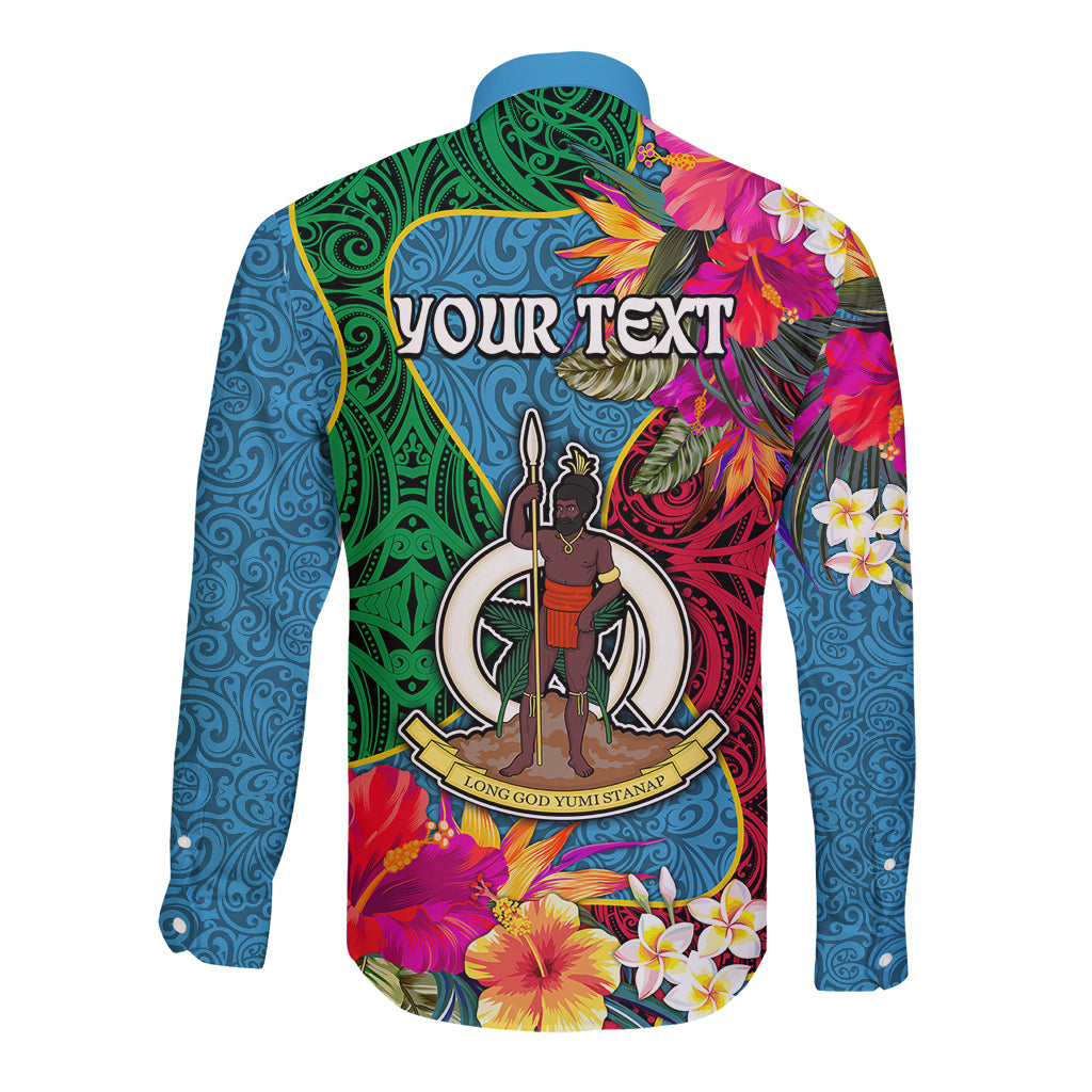 Personalised Sanma Day Long Sleeve Button Shirt Proud To Be A Ni-Van Beauty Pacific Flower LT03 - Polynesian Pride