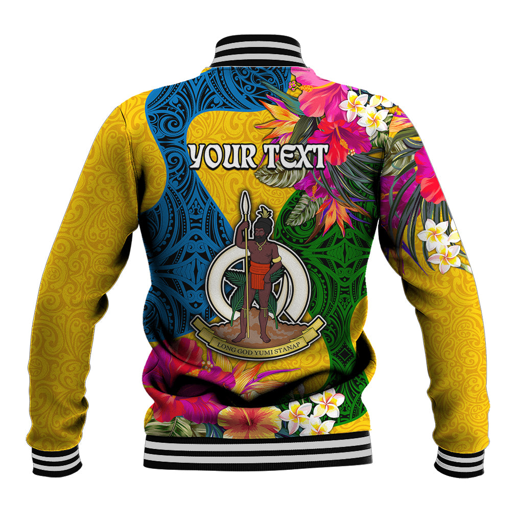 Personalised Malampa Day Baseball Jacket Proud To Be A Ni-Van Beauty Pacific Flower LT03 - Polynesian Pride