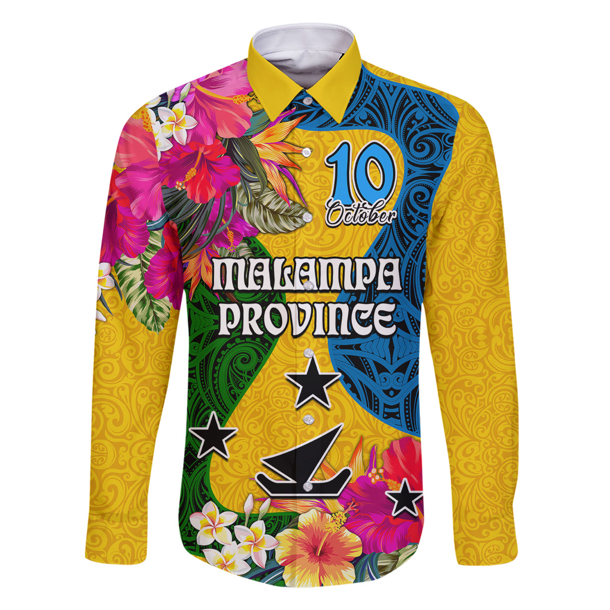 Personalised Malampa Day Family Matching Off Shoulder Maxi Dress and Hawaiian Shirt Proud To Be A Ni-Van Beauty Pacific Flower LT03 - Polynesian Pride