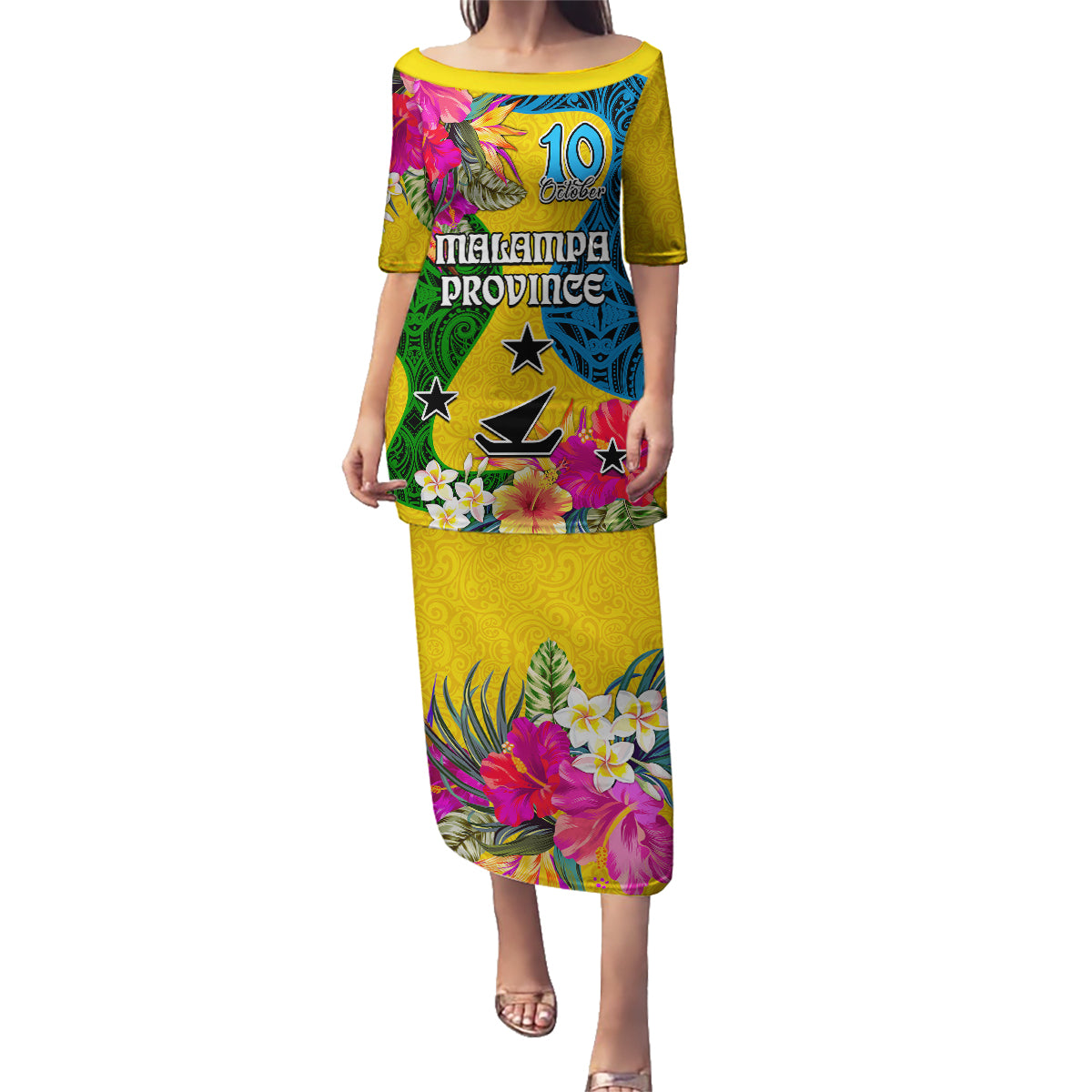 Personalised Malampa Day Family Matching Puletasi Dress and Hawaiian Shirt Proud To Be A Ni-Van Beauty Pacific Flower LT03 - Polynesian Pride