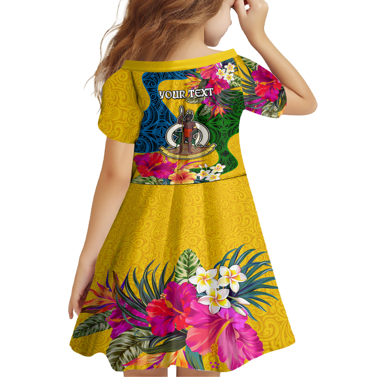 Personalised Malampa Day Family Matching Short Sleeve Bodycon Dress and Hawaiian Shirt Proud To Be A Ni-Van Beauty Pacific Flower LT03 - Polynesian Pride