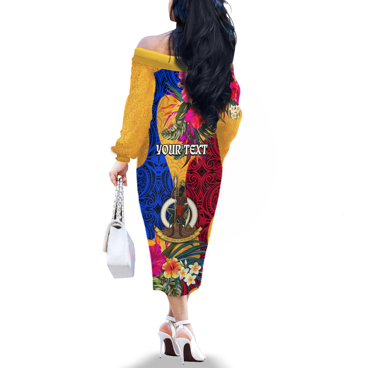 Personalised Torba Day Family Matching Off Shoulder Long Sleeve Dress and Hawaiian Shirt Proud To Be A Ni-Van Beauty Pacific Flower LT03 - Polynesian Pride
