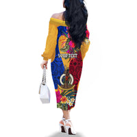 Personalised Torba Day Family Matching Off Shoulder Long Sleeve Dress and Hawaiian Shirt Proud To Be A Ni-Van Beauty Pacific Flower LT03 - Polynesian Pride