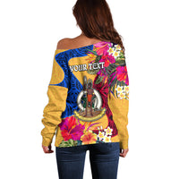 Personalised Torba Day Off Shoulder Sweater Proud To Be A Ni-Van Beauty Pacific Flower LT03 - Polynesian Pride