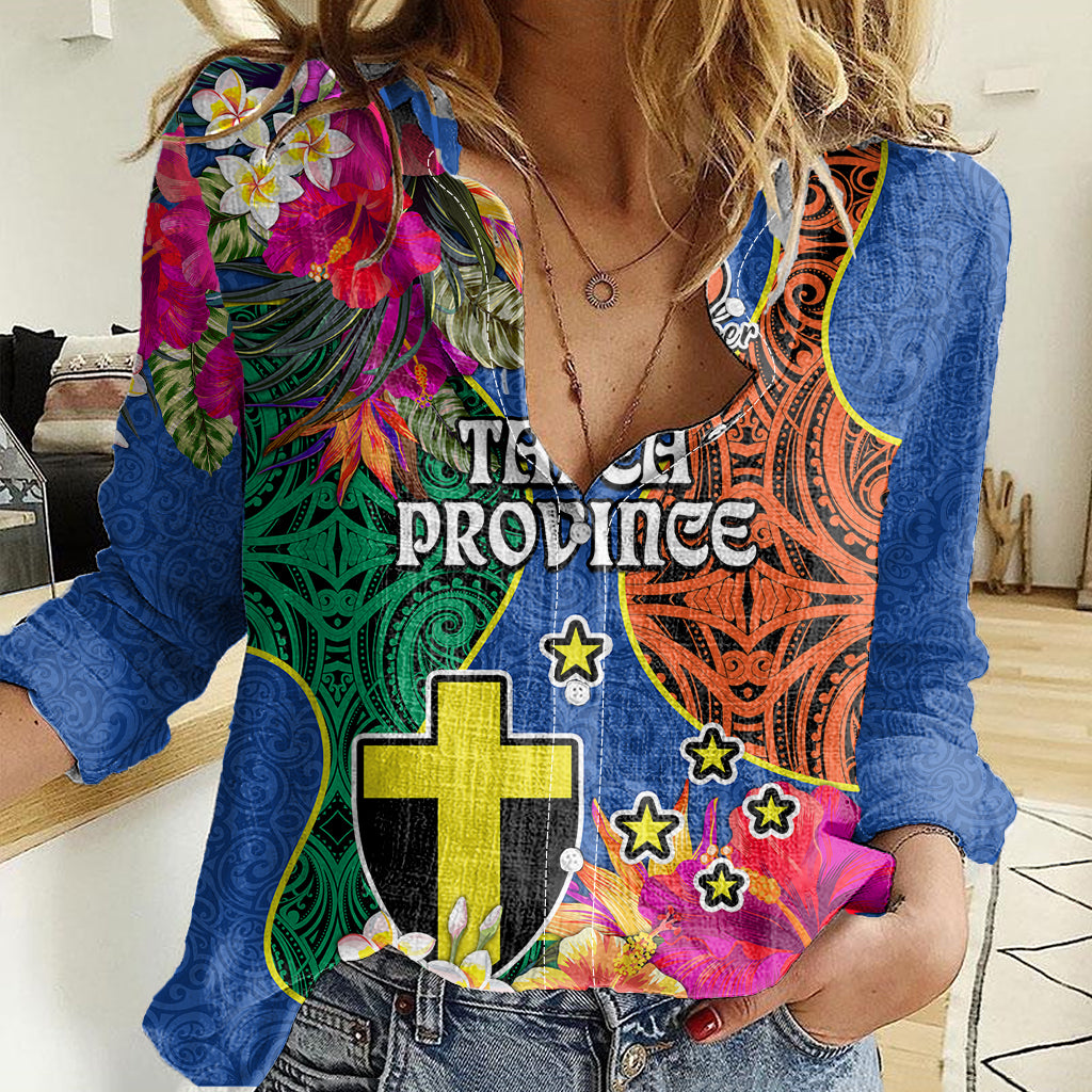 Tafea Day Women Casual Shirt Proud To Be A Ni-Van Beauty Pacific Flower LT03 Female Blue - Polynesian Pride