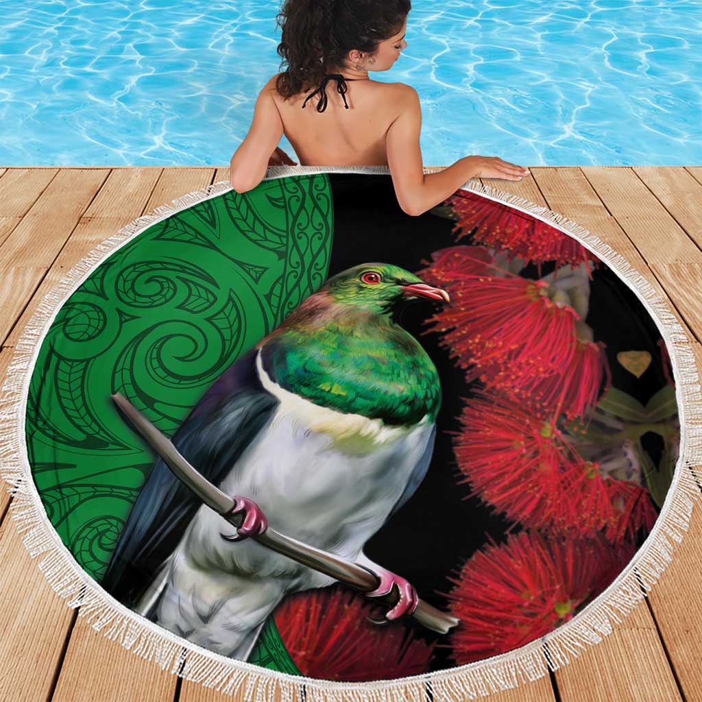 New Zealand Kereru And Pohutukawa Beach Blanket Maori Tribal Tattoo LT03 - Polynesian Pride