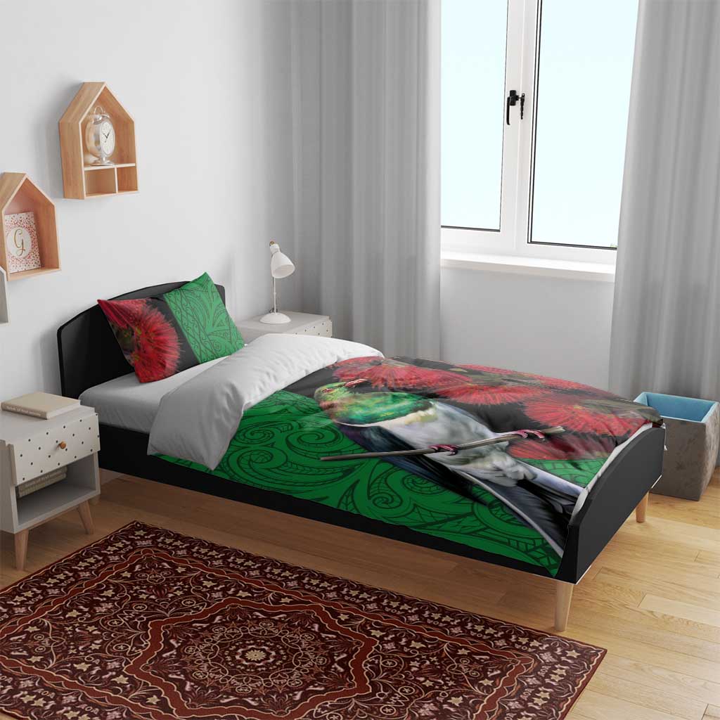New Zealand Kereru And Pohutukawa Bedding Set Maori Tribal Tattoo LT03 - Polynesian Pride