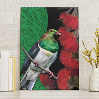 New Zealand Kereru And Pohutukawa Canvas Wall Art Maori Tribal Tattoo LT03 Without Frame Black - Polynesian Pride
