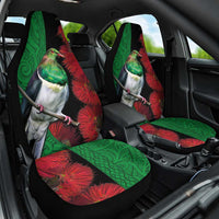 New Zealand Kereru And Pohutukawa Car Seat Cover Maori Tribal Tattoo LT03 One Size Black - Polynesian Pride