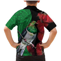 New Zealand Kereru And Pohutukawa Family Matching Mermaid Dress and Hawaiian Shirt Maori Tribal Tattoo LT03 - Polynesian Pride