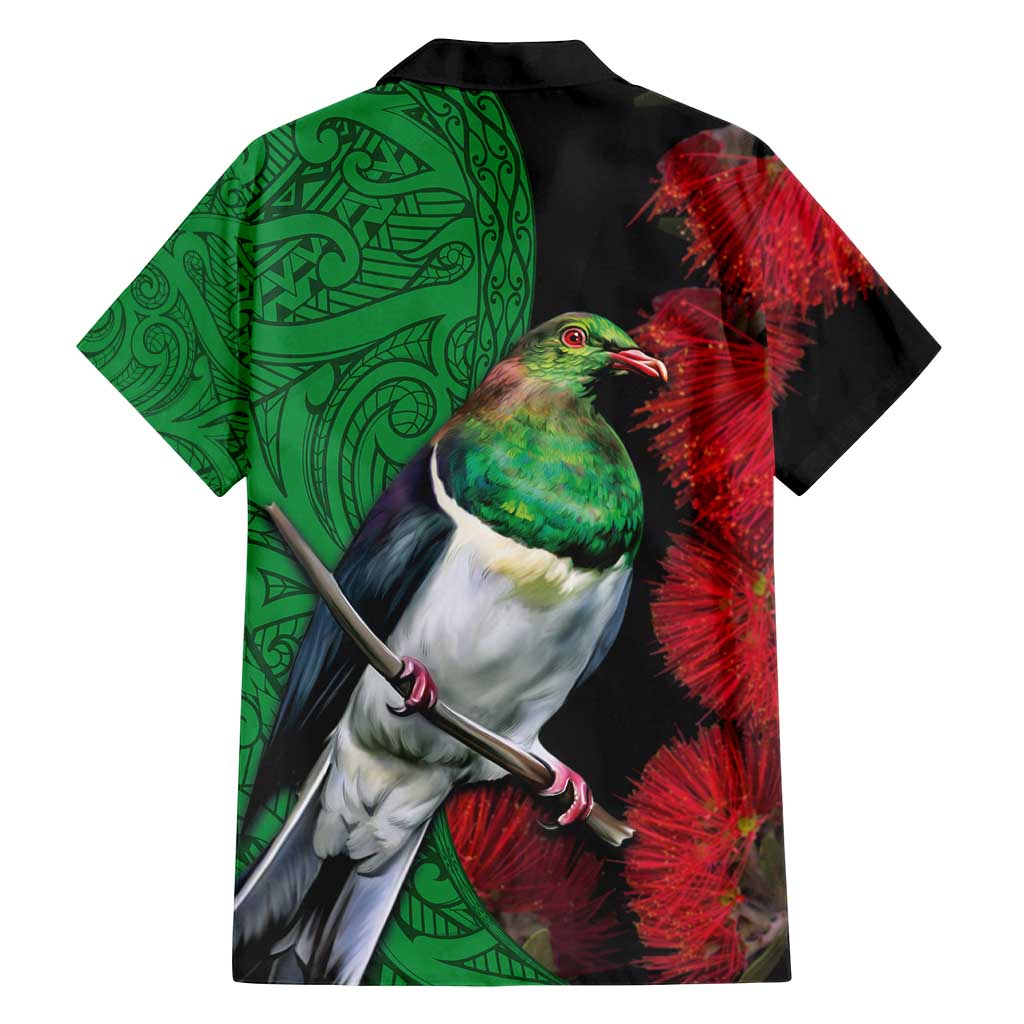 New Zealand Kereru And Pohutukawa Family Matching Summer Maxi Dress and Hawaiian Shirt Maori Tribal Tattoo LT03 - Polynesian Pride
