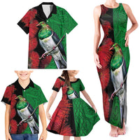 New Zealand Kereru And Pohutukawa Family Matching Tank Maxi Dress and Hawaiian Shirt Maori Tribal Tattoo LT03 - Polynesian Pride