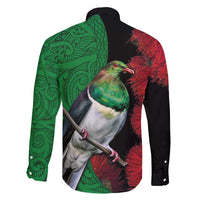 New Zealand Kereru And Pohutukawa Family Matching Tank Maxi Dress and Hawaiian Shirt Maori Tribal Tattoo LT03 - Polynesian Pride