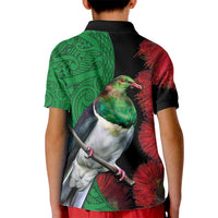 New Zealand Kereru And Pohutukawa Kid Polo Shirt Maori Tribal Tattoo LT03 - Polynesian Pride