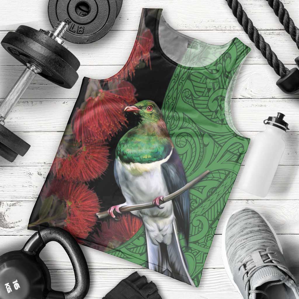 New Zealand Kereru And Pohutukawa Men Tank Top Maori Tribal Tattoo LT03 - Polynesian Pride