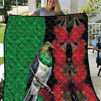 New Zealand Kereru And Pohutukawa Quilt Maori Tribal Tattoo LT03 Black - Polynesian Pride