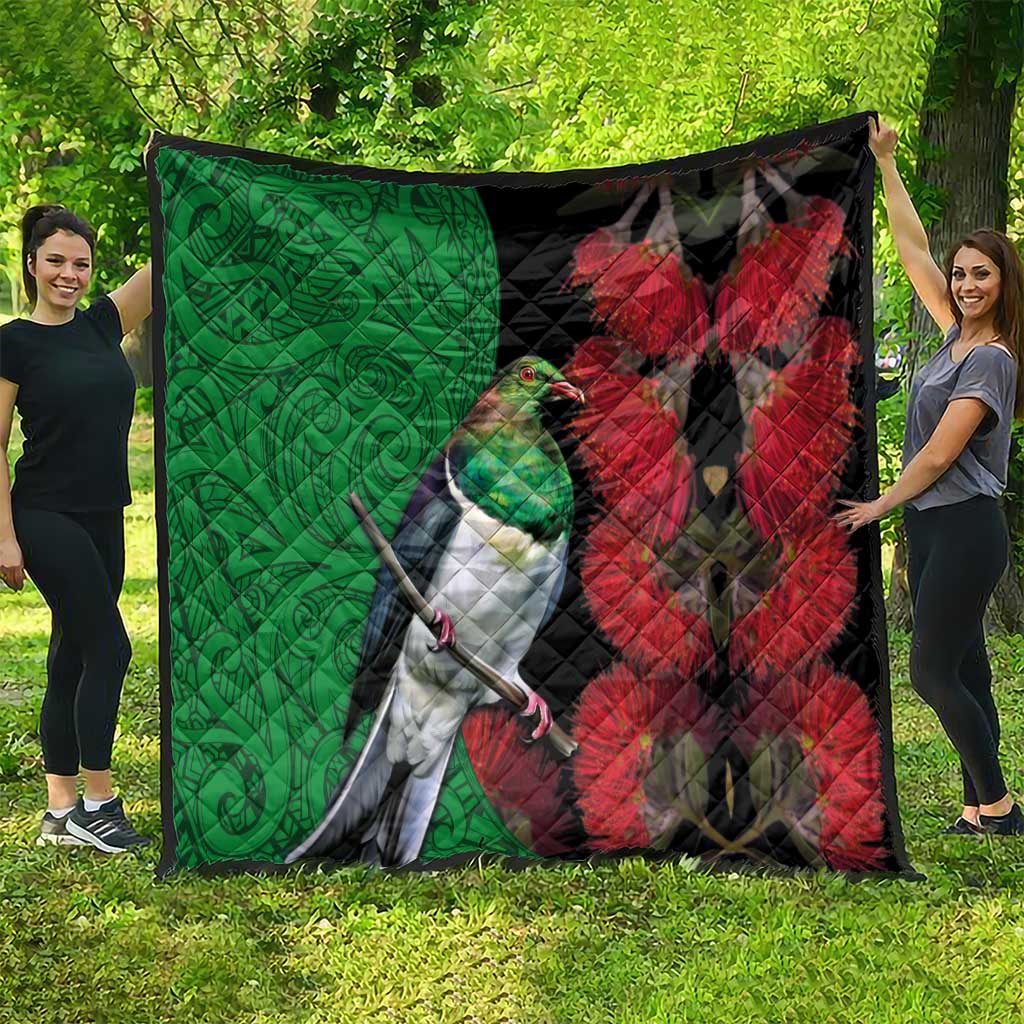 New Zealand Kereru And Pohutukawa Quilt Maori Tribal Tattoo LT03 - Polynesian Pride