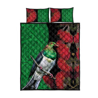 New Zealand Kereru And Pohutukawa Quilt Bed Set Maori Tribal Tattoo LT03 - Polynesian Pride
